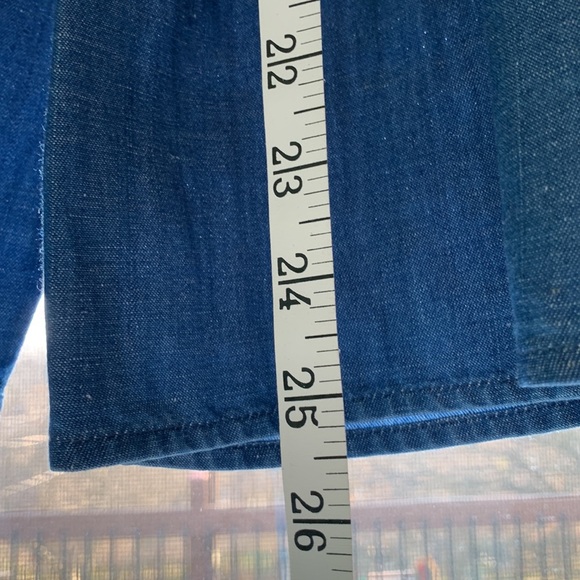 Chambray Denim Peplum Shirt Approx Sz M - Picture 7 of 11